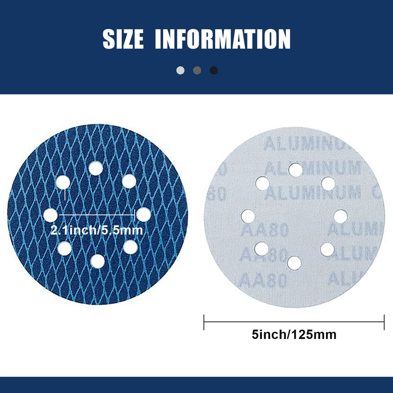 Pack of 80 125 mm Velcro sandpaper, eccentric sanding discs, 8-hole grain 60-400 diamond shape sanding pads, abrasive resistant to clogging for eccentric sander sander polishing machine 60/80/120/150/180/240/320/400