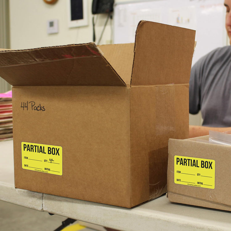 ChromaLabel 2 x 3 Inch Permanent Color-Code Rectangle Partial Box Shipping Labels, 250 Stickers/Roll, Yellow, Partial Box (Pack of 2) 2" x 3" (Pack of 2)