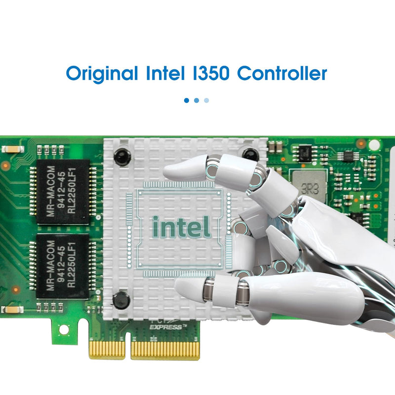 Gigabit Ethernet Network Adapter with Intel I350 Chip Ethernet PCI Express NIC Network Card Quad Copper RJ45 Ports PCI Express 2.1 X4 Compare to Intel I350-T4 Intel I350(4XRJ45)
