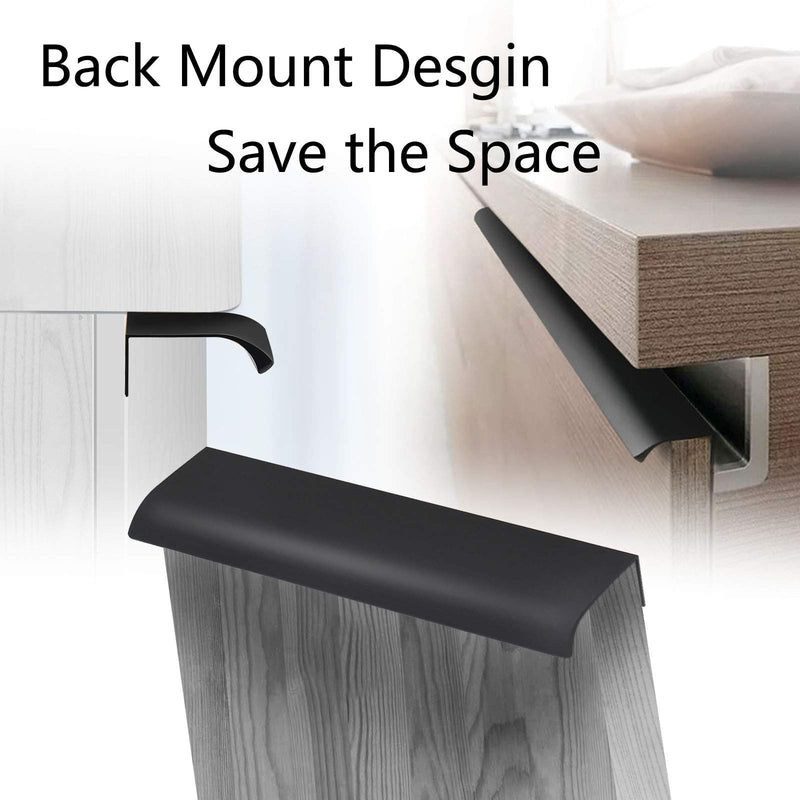 Black Back Mount Finger Edge Pull 300mm/11.8", Aluminum Hidden Handle Concealed Tab Pulls for Home Kitchen Living Room Door Drawer Cabinet (12Pcs) 300mm/11.8" - 12 PCS Black