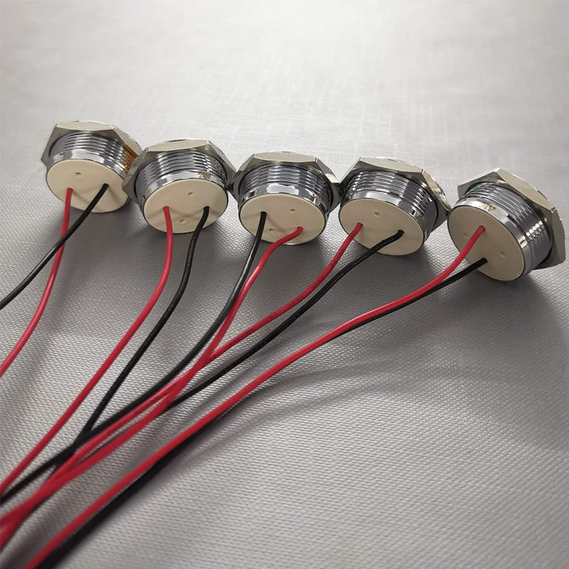 Gebildet 5pcs 12V-24V 20mA Energy Saving Indicator Metal Indicator Lamp Waterproof Signal Lamp Hole Size 22mm White/Blue/Red/Green/Orange LED (Spherical Surface Head) Red/Blue/Green/White/Orange (12v-24v）