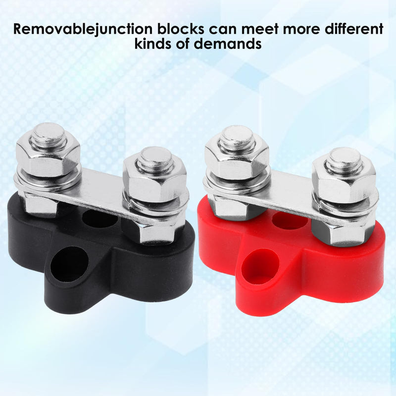 2 PCS Power Distribution Block Bus Bar 12v 200a Battery Wire Terminal Block M8 Battery Distribution Block Post Positive&Negative Busbar for Auto Car Marine Boat, Red & Black Set(Dual 5/16" Stud) Dual 5/16" Stud