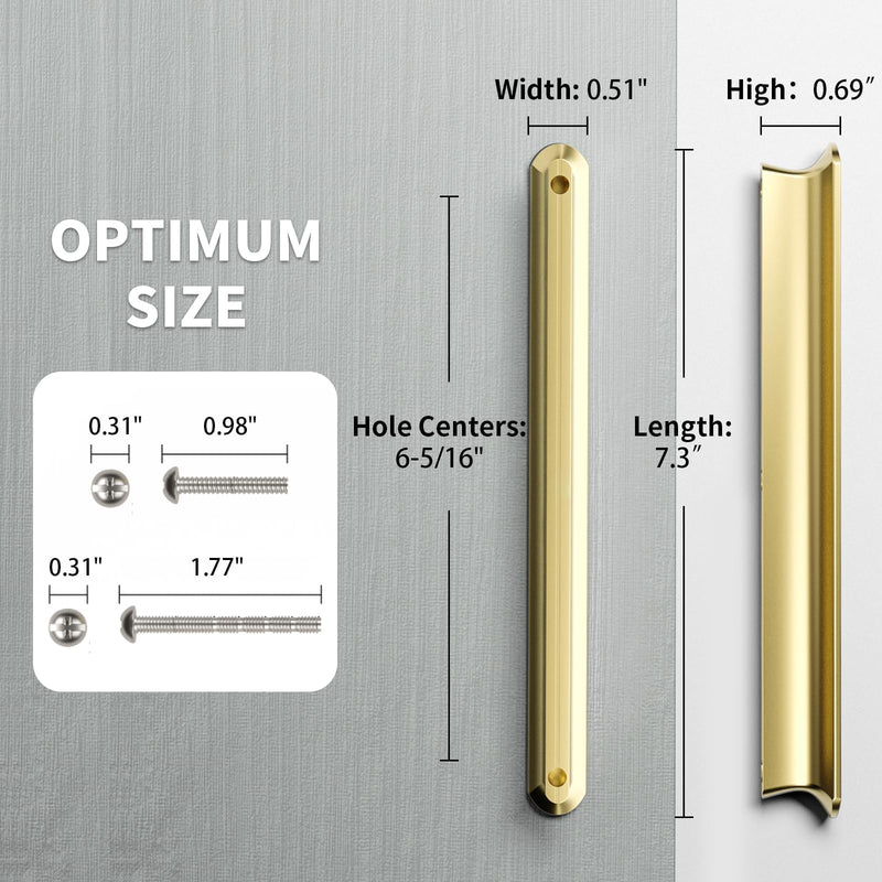 Cobbe 10 Pack Champagne Bronze Cabinet Pulls 6-5/16 inch Hole Centers Kitchen Cabinet Handles Drawer Pulls Kitchen Cabinet Hardware 6-3/8" hole center spacing Gold 10 Pack