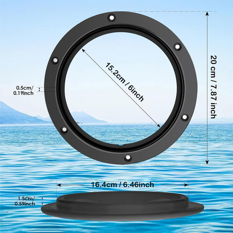5 inch / 6 inch / 8 inch Boat Round Deck Plate Non Slip Inspection Hatch, Marine Access Port Hatch Cover with Screws, Detachable Water Tight Lid Cover for Marine Boat Yacht 6" Black
