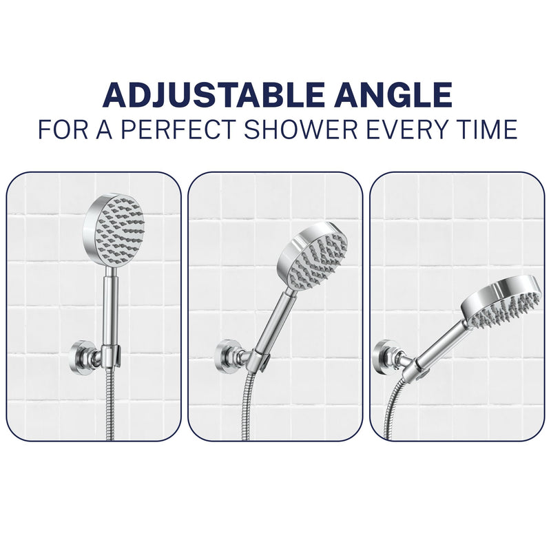 HammerHead Showers® Solid Metal Handheld Shower Head Holder Wall Mount – Chrome – Adjustable Screw Mounted Shower Wand Holder with Pivot Ball – Shower Hose Holder, Fits Most Handheld Shower Heads