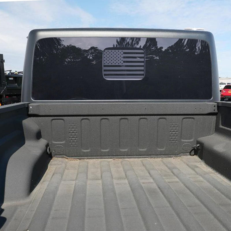 Rear Middle Window American Flag Decal for Jeep Gladiator JT 2020 2021 2022 2023 2024 Truck Back Center Sliding Window Glass USA Flag Vinyl Sticker Exterior Accessories(Matte Black) Matte Black