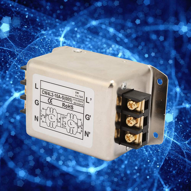 Telituny Power Filter-115V/250V 10A 50/60Hz Single Pole/Double Pole Single Phase Power Line EMI Filter Connector