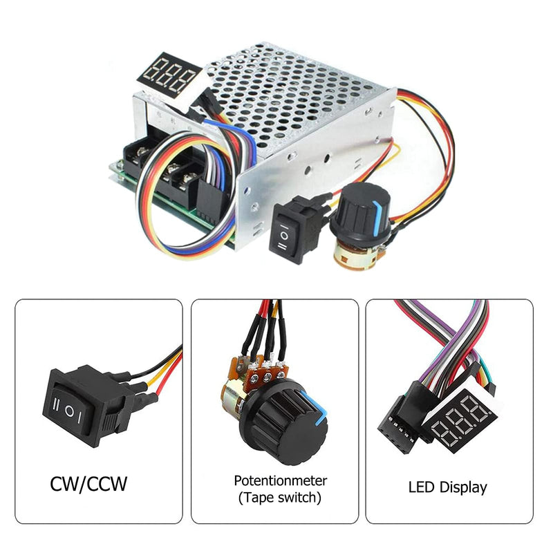 DC Motor Governor, PWM 10-55V 12V 24V 36V 48V 60A Stepless DC Motor Governor with Switching Function and LED Display (1 Piece)