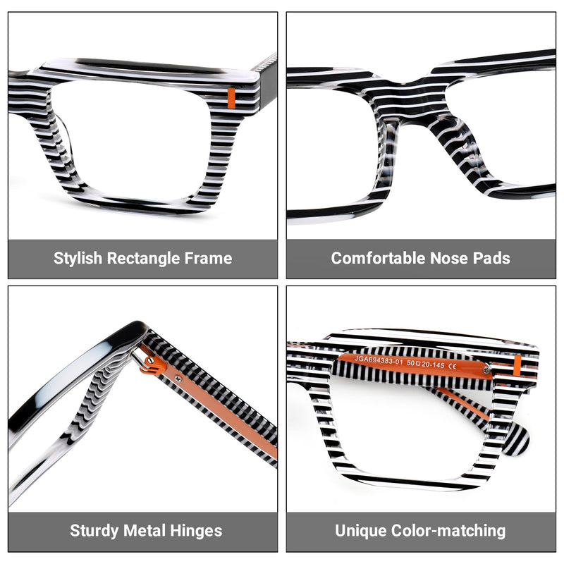 Zeelool Blue Blocking Glasses for Women Chic Fashion Rectangle Eyeglasses Frames Full Eyewear Glasses Anti UV Black Clear Lens