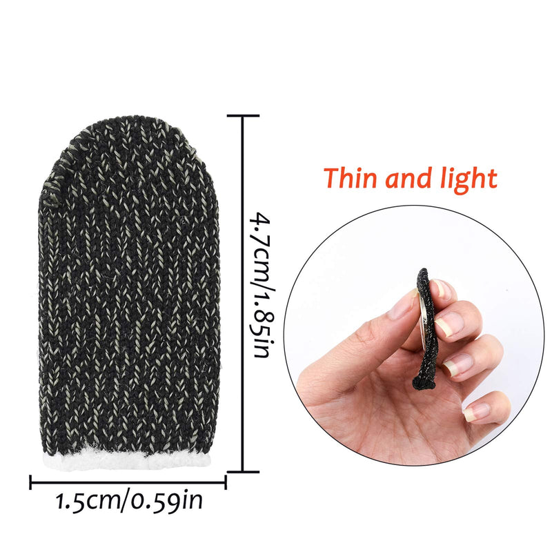 Mobile Game Finger Sleeve Controller, Touch Screen Finger Sleeve Breathable Anti-Sweat Sensitive Shoot and Aim Keys for Rules of Survival/Knives Out for Android & iOS[12 Pack] Black+Gray