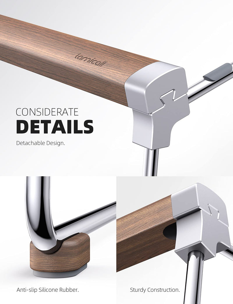 Lamicall Laptop Stand Desk, Walnut Wood Laptop Riser Portable Removable Aluminum Ventilated Ergonomic Computer Notebook Stand Holder Elevator, for MacBook Air Pro, Dell XPS, HP (10-16'') - Silver Sliver