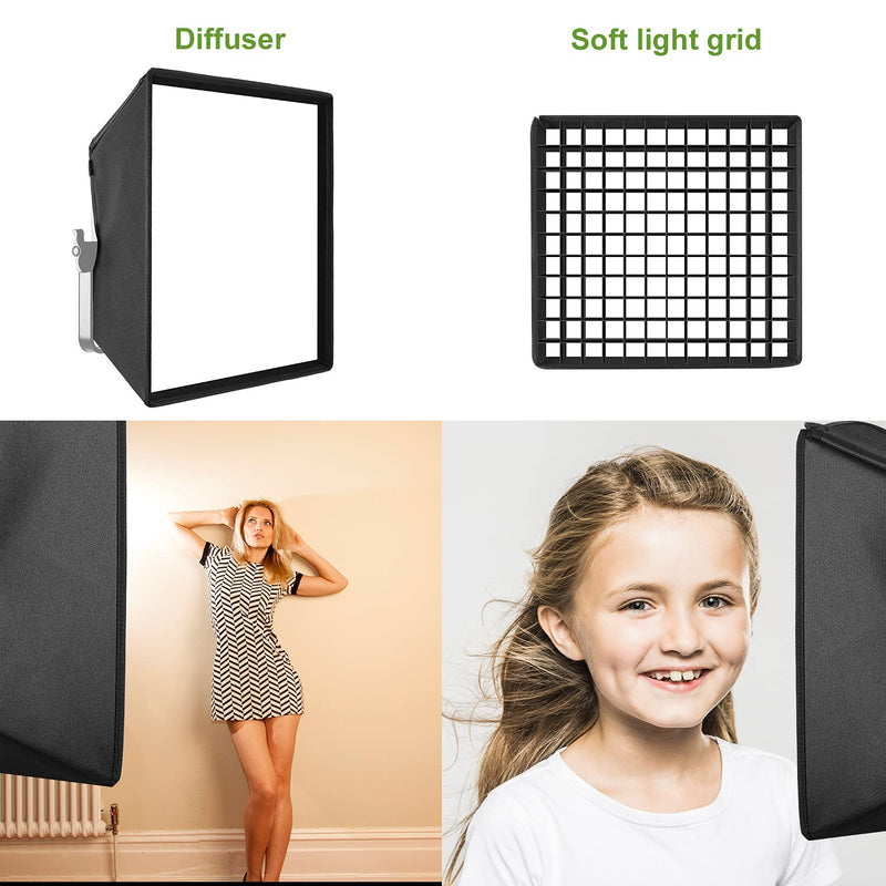 GVM Foldable Softbox Diffuser with Grid Beehive for GVM 50RS 672S MB832 520LS 520S 1200D Series LED Panel Lights, Video Lights, Suitable for Portrait Photography, Video Lighting, 14.9 x 15.7