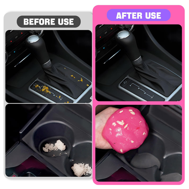 4 Pack Car Cleaning Gel, Pink Car Cleaning Putty, Universal Auto Detailing Tools Car Slime for Air Vent, Dashboard and Keyboard, Auto Accessories for Women 4 Pack(28oz)