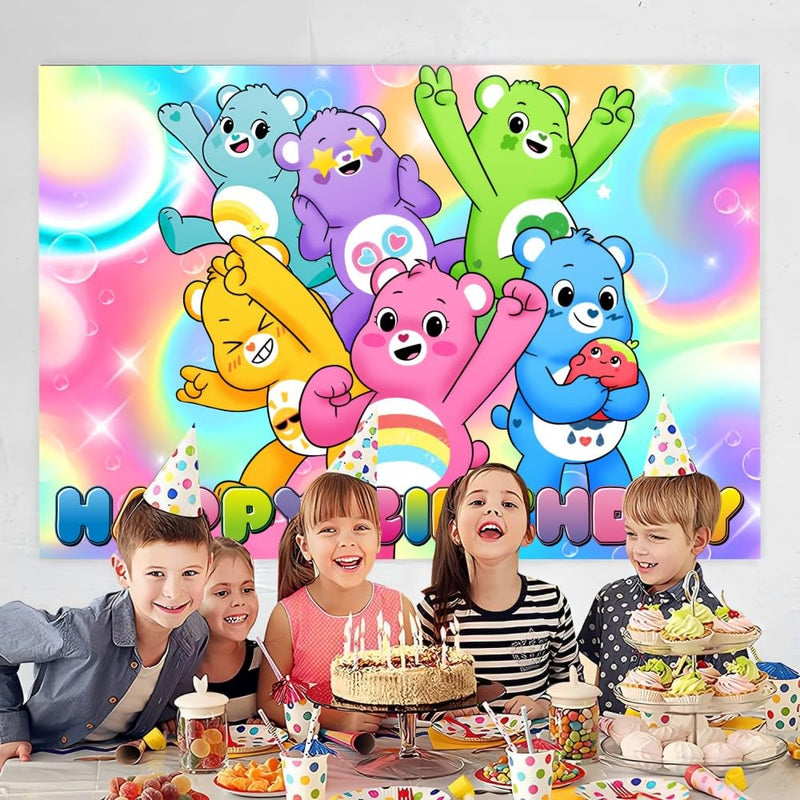 Cute Bears Backdrop Happy Birthday Banner for Cute Bears Party Decorations Supplies (5x3ft)