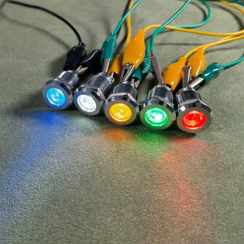 Gebildet 5pcs 12 mm AC/DC 12-24V Stainless Steel Waterproof LED Indicator Light and in 5 Colors Red/Orange/Blue/Green/White Mix 5 Colors