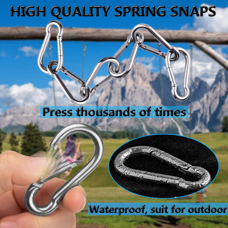 Spring Snap Hooks, 304 Stainless Steel Metal Clip Heavy Duty Rope Connector Small Snap Clamp Key Chain Link Buckle for Hammock Swing Set Outdoor Travel Camping Fishing Hiking 1.97inches(m5)-24pcs