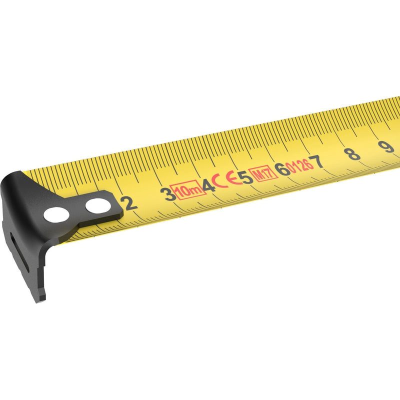 Presch tape measure 10m - robust professional tape measure riveted with belt clip and roll-up system - roll meter 10m with lock 10 m