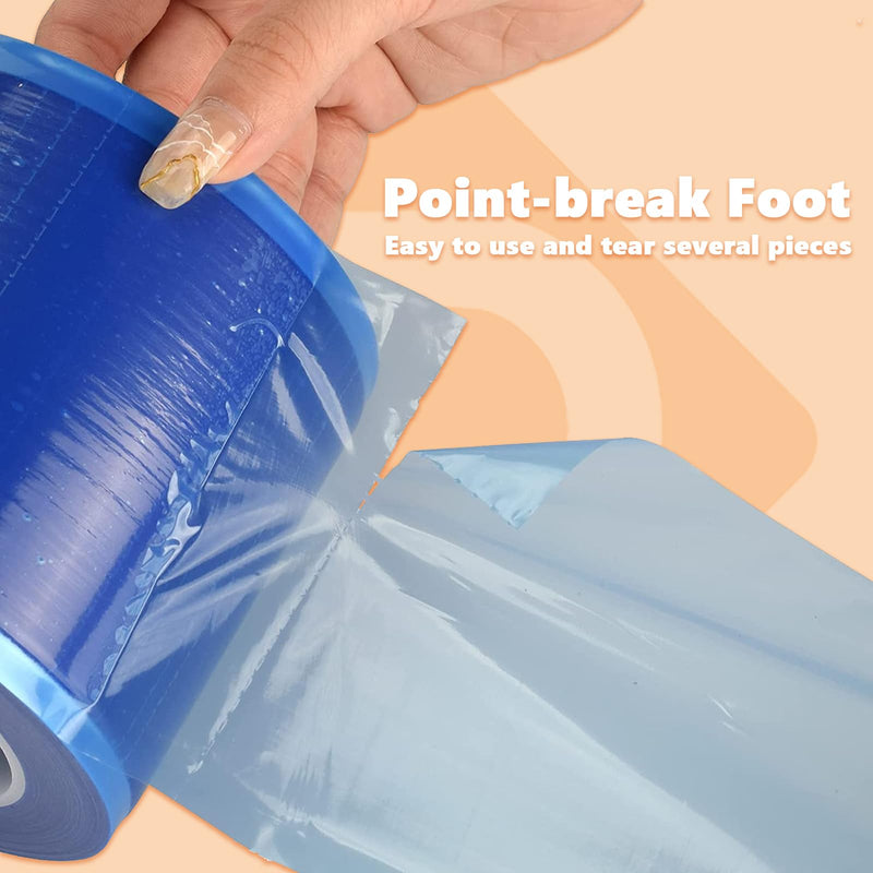 Premium barrier film - 1200 sheets 15.2 x 10.1 cm barrier film roll blue dental disposable to protect against infections