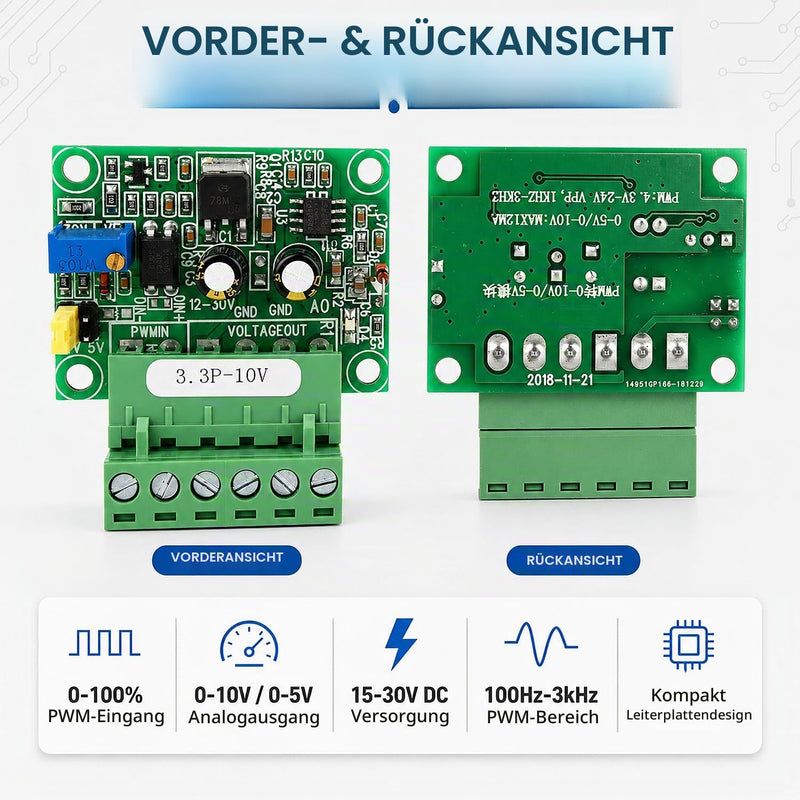 Pwm Signal Voltage Converter, 0-10V Analog Output Voltage 0-100% 1-3Khz PWM Signal Input, D/A Digital-Analog Sps Module, For Controlling Motor Speed