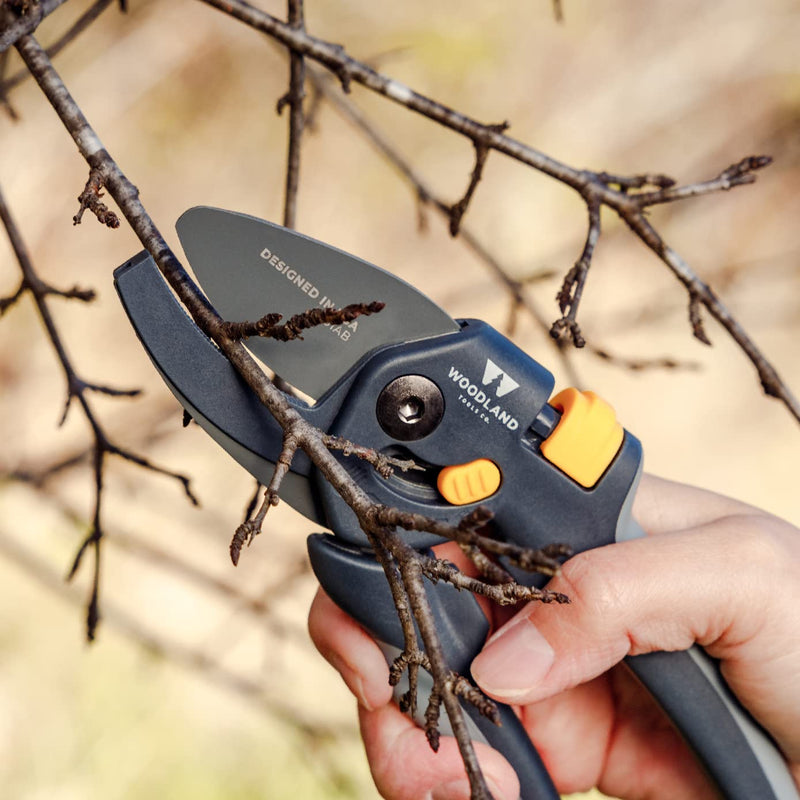 Woodland Tools Co. Heavy Duty Anvil Pruning Shears – 5/8" Cut Capacity, High Carbon Steel Blade, Internal Spring, Adjustable Grip Slider, Garden Pruner for Dry Branches, Stems, and Dead Growth Heavy Duty Anvil Pruner