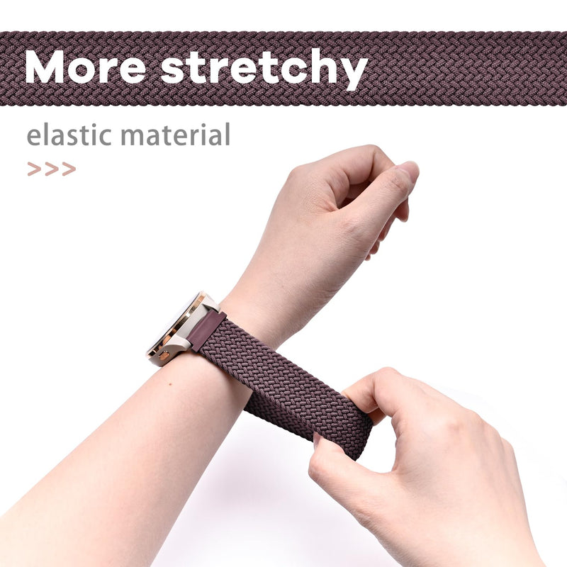 Sunnyson 2 Pack Braided Elastic Band Compatible with Garmin Venu/Venu Sq/Garmin Vivoactive 3/ Vivoactive 3 Music,20mm Adjustable Watch Band Nylon Woven Replacement Straps Wristband for Garmin Venu 2 Starlight+Purple