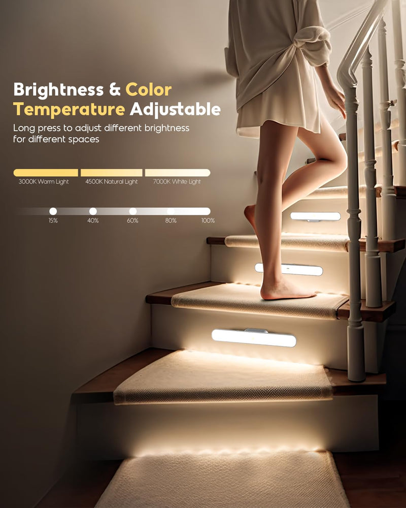 Rossetta Under Cabinet Lights, 78 LED Lights Battery Operated Motion Sensor Light Indoor, Wireless Rechargeable Dimmable Closet Lights Under Cabinet Lighting for Kitchen Closet Stairs Hallway Bright White 10.8inch