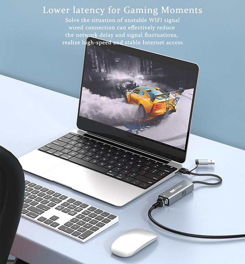 5G USB 3.2 Ethernet Adapter with RTL8157, 2-in-1 USB-A/Type-C to 5Gbps Network Card RJ45 LAN Converter for PC Laptop Windows Mac OS Linux(5Gbps Need Type-C > 3.2)