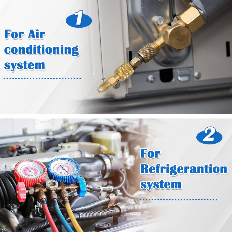 R410A Mini Split Adapter Kit, R410A Adapter kit, R410A Swivel Adapters, R410A Vacuum Pump Adapters with 5/16'' Female to 1/4''SAE Male, for Mini Split System Air Conditioner HVAC Refrigeration Service
