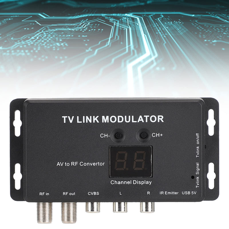 RF Modulator, UHF TV LINK Modulator IR Extender with Channel Display, TM70 LINK Modulator AV to RF Converter for CATV System
