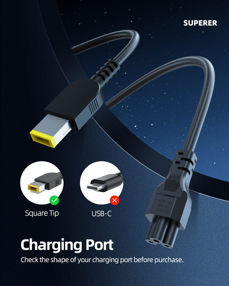 135W Slim Tip 3-Pin-Plug Replacement for Lenovo ThinkPad Thunderbolt Universal 3 4, Smart Essential Dock, Workstation Dock, Ultra Pro Docking Station, ThinkVision X1 Gen 1 2 Laptop Power Supply Cord