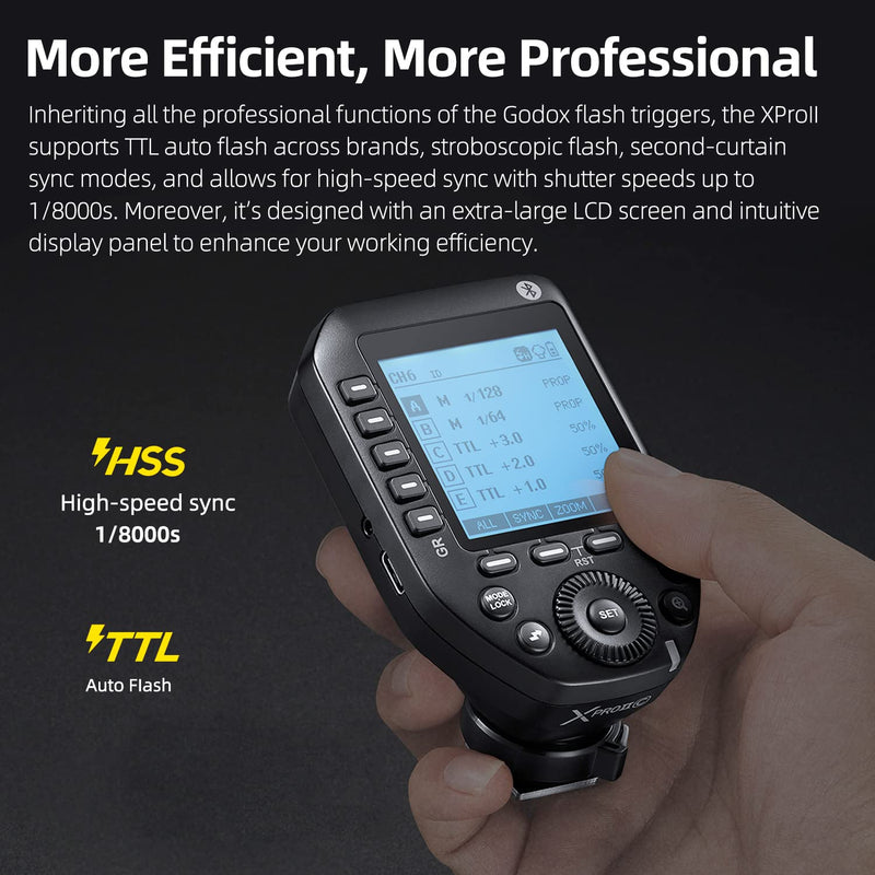 Godox XProII-C TTL Wireless Flash Trigger 1/8000s HSS, TCM Instantaneous Switching, APP Control, 16 Groups 32 Channels, Large LCD Display, Stable Signal, Responsive, Suitable for Canon Cameras