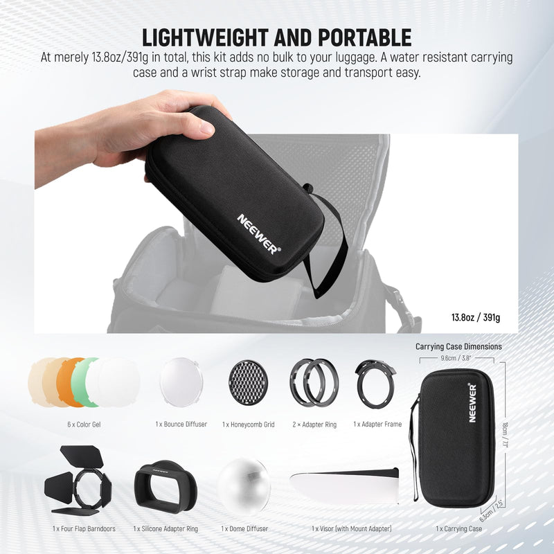 NEEWER Silicone Square Flash Head Adapter Ring with Magnetic Round Flash Head Accessory Color Gel Kit for Z880 Z760 NW760 NW700 NW620 NW635II TT560 Square Head Speedlite, CRM3