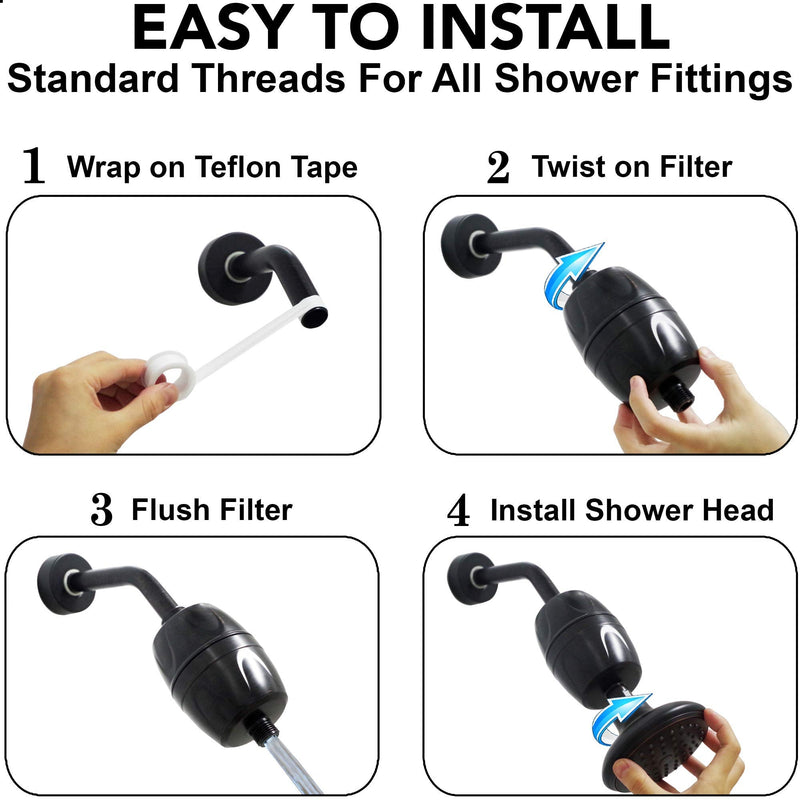 Aqua Elegante Shower Water Filter - Chlorine Showerhead Filters Using Only Proven Ingredients, Universal Home Purifier And Filtered Softener System Best for Skin and Hair - Oil-Rubbed Bronze Oil Rubbed Bronze Full Filter System