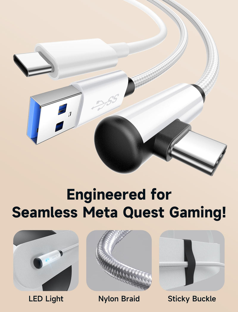 JSAUX Link Cable 16FT with Charging Compatible with Meta Quest 3S/Quest3/2/Pro Accessories【 Charging While Playing】 USB 3.0 High Speed Data Compatible with Oculus 3S/3/2/Pro, Pico 4, PC VR, Steam VR 10W Charging