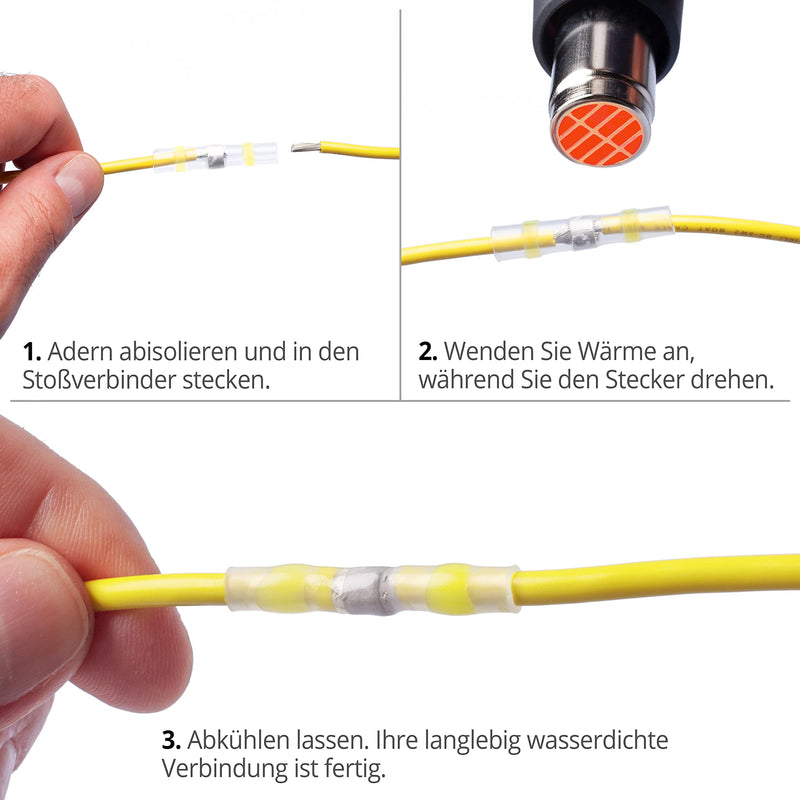 Wirefy solder connector with heat shrink tube in a set - waterproof cable connector - heat shrink tube transparent butt connector - shrink connector 0.125-6 mm² - 110 pieces 110 pieces - 0.14 - 6.0 mm²