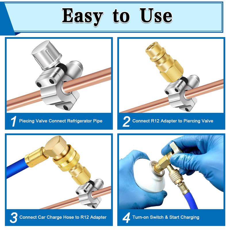 A/C Retrofit Valve Kit-Refrigerant Retrofit Valve Set, with R12 to R134A Low Side Adapter, BPV31 Bullet Piercing Valve, for HVAC Refrigerant System R12 R22 R502 R134A