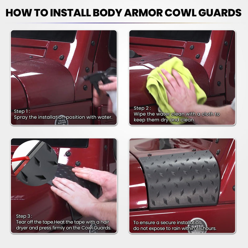 for Jeep Body Armor Outer Cowling Cover Corner Guard for Jeep Wrangler JK JKU Unlimited Rubicon Sahara X Off Road Sport 2007-2018 (2PCS,Black)