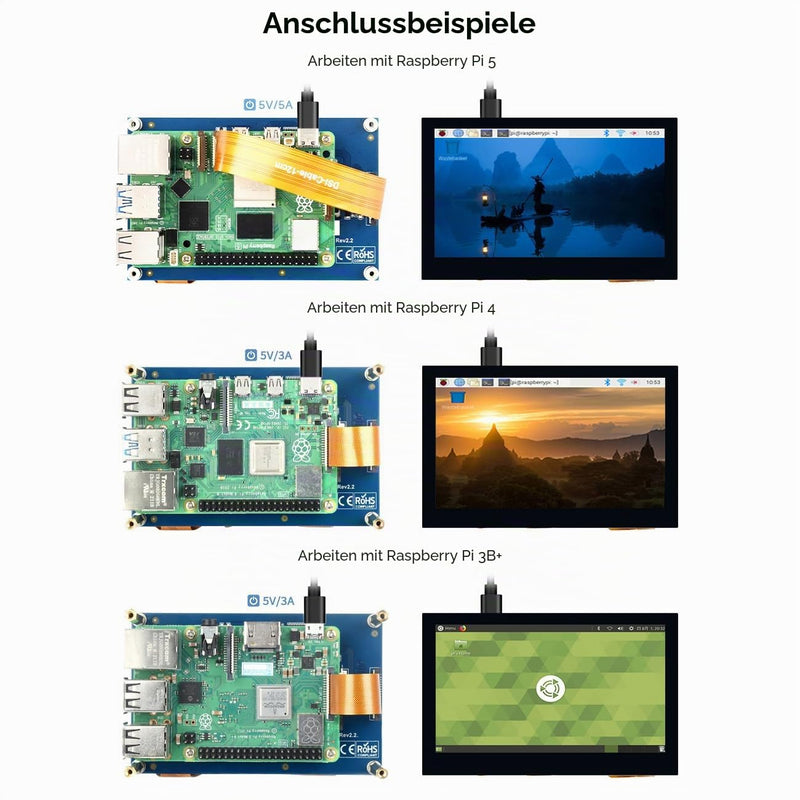 Waveshare 4.3 inch LCD Capacitive Touch Display for Raspberry Pi 5/4B/3B+/3A+/3B/2B/B+/A+ 800 × 480 IPS Wide Angle MIPI DSI Interface Screen 4.3 Inch Mini Screen 4.3inch DSI LCD