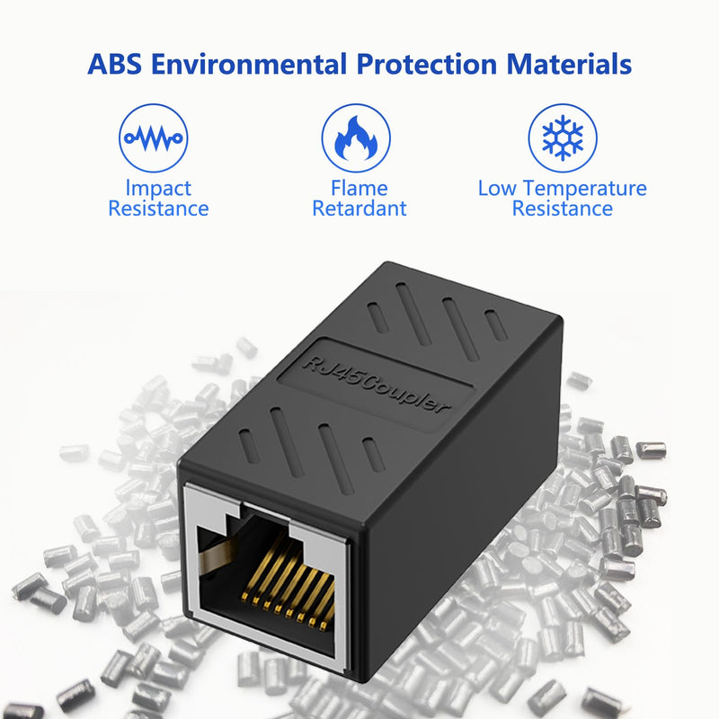 Jadaol [1000Mbps, High-Speed] RJ45 Coupler, Ethernet Extender Adapter for Cat7/Cat6/Cat5e, Female to Female LAN Connector for PC, Router, Modem, PS5, Xbox, Network Extension, 1 Pack, Black RJ45 1 pack