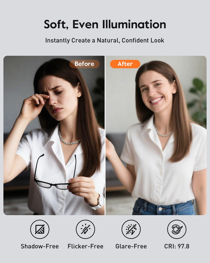Ring Light for Desk, Laptop, Monitor & Phone – Soft Eye-Caring Webcam Light with 84 LEDs, 50 Modes, CRI 97.8+ for Zoom, Streaming, Video Calls, Remote Work – USB-Powered Selfie Light