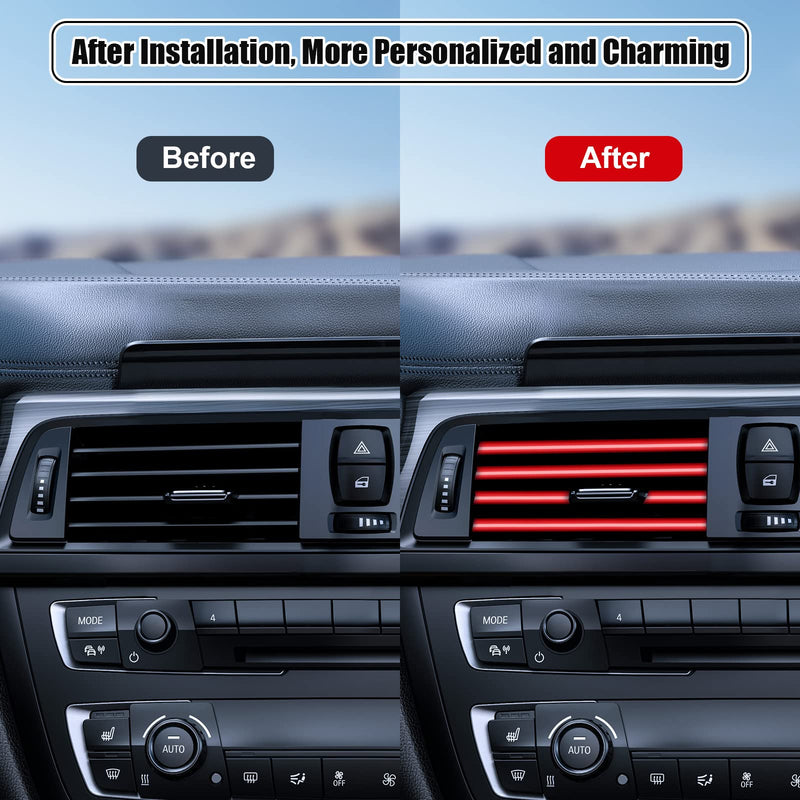 20 Pieces Universal Car Air Conditioner Vent Trim Decoration Strip Accessories, Waterproof Flexible Shiny Auto Car Vent Interior Accessories for All Air Vent Outlet (A-Red - 20 Pieces) A-Red - 20 Pieces