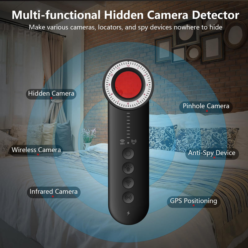 2025 Latest Upgraded Version Hidden Camera Detectors, 5 Levels Sensitivity Camera Detector Spy Camera Finder, Hidden Bug and Camera Detector, GPS Tracker Detector for Car, Home, Travel, Hotel, Office