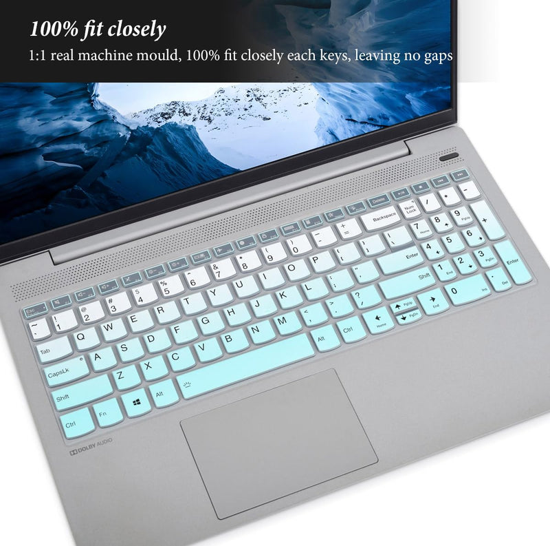 Keyboard Cover for 2024 2023 15.6" Lenovo IdeaPad 1 1i 15ijl7 15alc7 15iau7/Ideapad 3 3i/ThinkBook 15 G4 G3 G2/V15 G4 G3 G2, 16" Lenovo Yoga 7i/IdeaPad Flex 5 5i/IdeaPad Slim 5 Skin-Gradual Mint Gradual Mint