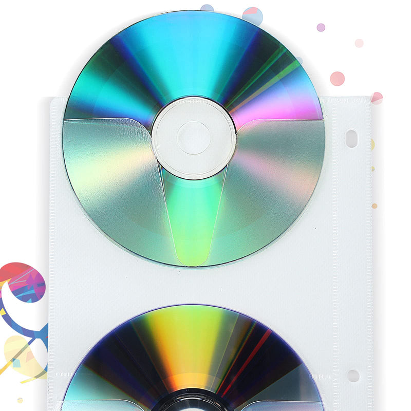Kosiz 36 Pieces 4 Dise DVD Poly Sleeves 3 Rings CD Sleeves Binder Pages 144 Disc Capacity for Binders Only