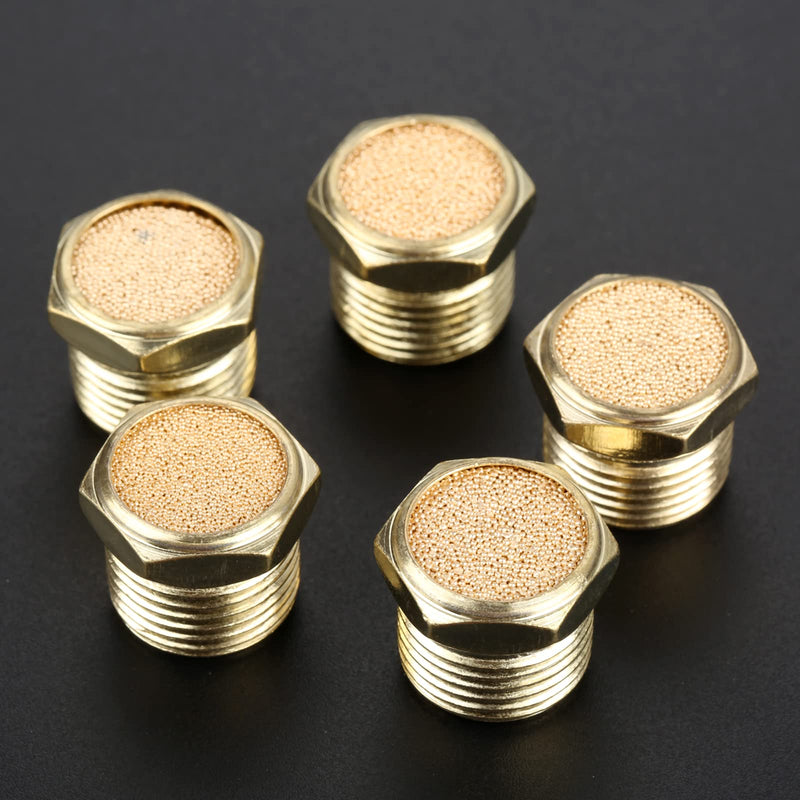 5Pcs Pneumatic Air Breather Vent Silencer Muffler Threaded NPT 3/8"