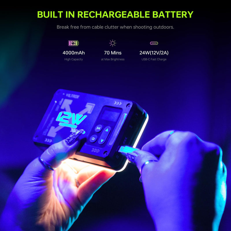 VILTROX Magnetic RGB Video Light 360° Full Color Portable LED Camera Light Panel with APP Control/Cold Shoe Mounts/CRI 97+/2500K-8500K/4000mAh/26 Light Scenes for Photography,Vlogging,Selfie Lighting