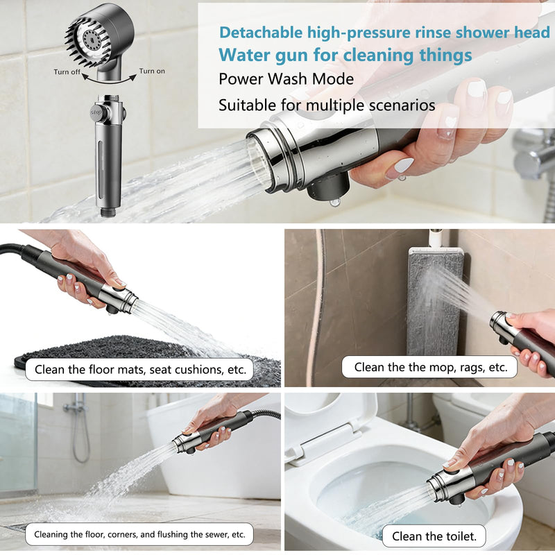 High Pressure Filtered Shower Head - Ion Shower head with Handheld for Hard Water | 4 Spray Modes Showerhead Combo with 12 Replacement Filters, 78" Extra Long Hose & Adjustable Bracket L
