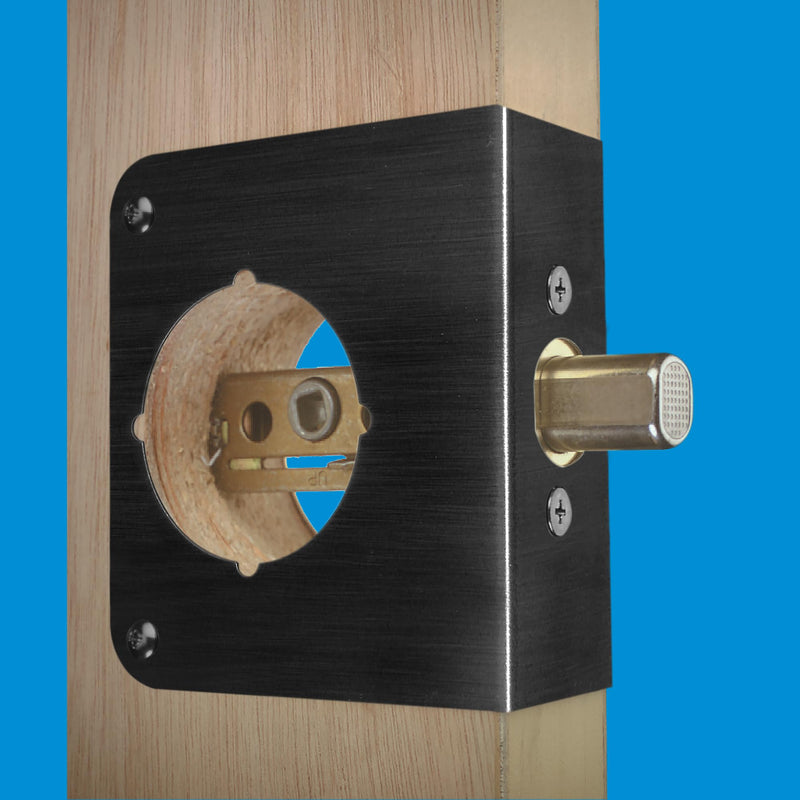 Prime-Line U 10744 Brass Lock and Door Reinforcement Plate, Bronze | For 1-3/8 In. Thick Doors, Single Pack 1 Pack