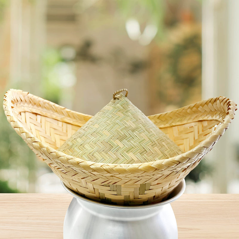 Traditional Sticky Rice Cooking Steamer Basket Wicker Lid Handcrafted “Universal Fit for all Large” Wing and Round Baskets