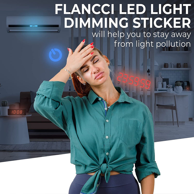 FLANCCI Light Blocking Stickers, Light Dimming Filters, (2 Sheets) Dimming Sheets for Blackout Routers, LED Covers Blackout, Dimming 80% ~ 100% of LED Lights (2Sheets = 1 Cut Out + 1 Uncut) 2 Sheets 90%